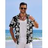 imageCOOFANDY Mens Casual Short Sleeve Button Down Shirts Textured Summer Beach Shirts Hawaiian Floral Vacation ShirtsBlackwhite Floral
