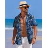 imageCOOFANDY Mens Casual Short Sleeve Button Down Shirts Textured Summer Beach Shirts Hawaiian Floral Vacation ShirtsBlueyellow Leaves