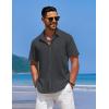 imageCOOFANDY Mens Casual Short Sleeve Button Down Shirts Textured Summer Beach Shirts Hawaiian Floral Vacation ShirtsDark Grey