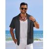 imageCOOFANDY Mens Casual Short Sleeve Button Down Shirts Textured Summer Beach Shirts Hawaiian Floral Vacation ShirtsDark Grey