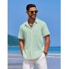 imageCOOFANDY Mens Casual Short Sleeve Button Down Shirts Textured Summer Beach Shirts Hawaiian Floral Vacation ShirtsIce Green