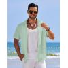 imageCOOFANDY Mens Casual Short Sleeve Button Down Shirts Textured Summer Beach Shirts Hawaiian Floral Vacation ShirtsIce Green