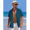 imageCOOFANDY Mens Casual Short Sleeve Button Down Shirts Textured Summer Beach Shirts Hawaiian Floral Vacation ShirtsLake Green