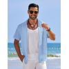 imageCOOFANDY Mens Casual Short Sleeve Button Down Shirts Textured Summer Beach Shirts Hawaiian Floral Vacation ShirtsLight Blue