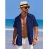 imageCOOFANDY Mens Casual Short Sleeve Button Down Shirts Textured Summer Beach Shirts Hawaiian Floral Vacation ShirtsNavy Blue