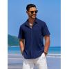 imageCOOFANDY Mens Casual Short Sleeve Button Down Shirts Textured Summer Beach Shirts Hawaiian Floral Vacation ShirtsNavy Blue