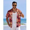imageCOOFANDY Mens Casual Short Sleeve Button Down Shirts Textured Summer Beach Shirts Hawaiian Floral Vacation ShirtsSunset  Coconut Tree