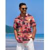 imageCOOFANDY Mens Casual Short Sleeve Button Down Shirts Textured Summer Beach Shirts Hawaiian Floral Vacation ShirtsSunset  Coconut Tree