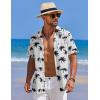 imageCOOFANDY Mens Casual Short Sleeve Button Down Shirts Textured Summer Beach Shirts Hawaiian Floral Vacation ShirtsWhitecoconut Tree
