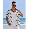 imageCOOFANDY Mens Casual Short Sleeve Button Down Shirts Textured Summer Beach Shirts Hawaiian Floral Vacation ShirtsWhitecoconut Tree