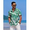 imageCOOFANDY Mens Casual Short Sleeve Button Down Shirts Textured Summer Beach Shirts Hawaiian Floral Vacation ShirtsWhitegreen Leaves
