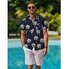 imageCOOFANDY Mens Hawaiian Shirt Short Sleeve Button Down Shirt Tropical Summer Beach ShirtCoconut Treedark Blue