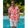 imageCOOFANDY Mens Hawaiian Shirt Short Sleeve Button Down Shirt Tropical Summer Beach ShirtFlowerleaf Red