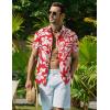 imageCOOFANDY Mens Hawaiian Shirt Short Sleeve Button Down Shirt Tropical Summer Beach ShirtFlowerleaf Red