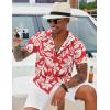 imageCOOFANDY Mens Hawaiian Shirt Short Sleeve Button Down Shirt Tropical Summer Beach ShirtFlowerleaf Red