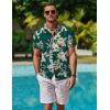 imageCOOFANDY Mens Hawaiian Shirt Short Sleeve Button Down Shirt Tropical Summer Beach ShirtLeafdark Green