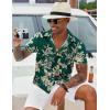 imageCOOFANDY Mens Hawaiian Shirt Short Sleeve Button Down Shirt Tropical Summer Beach ShirtLeafdark Green