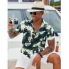 imageCOOFANDY Mens Hawaiian Shirt Short Sleeve Button Down Shirt Tropical Summer Beach ShirtLeafgreen  White