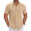 imageCOOFANDY Mens Button Down Shirts Short Sleeve Casual Shirt Summer Beach Wedding ShirtsLight Khaki