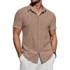 imageCOOFANDY Mens Casual Button Down Shirts Short Sleeve Summer Beach Shirt Fashion Vacation Wedding ShirtsCamel