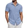 imageCOOFANDY Mens Casual Button Down Shirts Short Sleeve Summer Beach Shirt Fashion Vacation Wedding ShirtsClear Blue