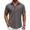 imageCOOFANDY Mens Casual Short Sleeve Button Down Shirts Summer Untucked Wrinkle Free ShirtsDark Grey