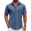 imageCOOFANDY Mens Casual Short Sleeve Button Down Shirts Summer Untucked Wrinkle Free ShirtsDenim Blue