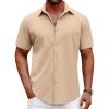 imageCOOFANDY Mens Casual Short Sleeve Button Down Shirts Summer Untucked Wrinkle Free ShirtsKhaki