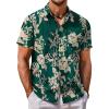imageCOOFANDY Mens Hawaiian Shirt Short Sleeve Button Down Shirt Tropical Summer Beach ShirtLeafdark Green