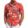 imageCOOFANDY Mens Hawaiian Shirt Short Sleeve Button Down Shirt Tropical Summer Beach ShirtTreesanta Claus