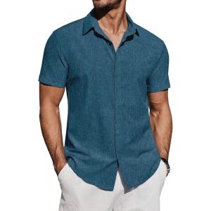 imageCOOFANDY Mens Casual Button Down Shirts Short Sleeve Summer Beach Shirt Fashion Vacation Wedding ShirtsDark Blue