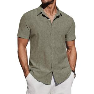imageCOOFANDY Mens Casual Button Down Shirts Short Sleeve Summer Beach Shirt Fashion Vacation Wedding ShirtsDeep Green