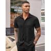 imageCOOFANDY Mens Casual Button Down Shirts Stretch Short Sleeve Business Dress Shirt with PocketBlack