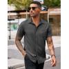 imageCOOFANDY Mens Casual Button Down Shirts Stretch Short Sleeve Business Dress Shirt with PocketDark Grey