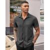 imageCOOFANDY Mens Casual Button Down Shirts Stretch Short Sleeve Business Dress Shirt with PocketDark Grey