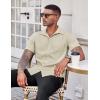 imageCOOFANDY Mens Casual Button Down Shirts Stretch Short Sleeve Business Dress Shirt with PocketLight Coffee