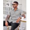 imageCOOFANDY Mens Casual Button Down Shirts Stretch Short Sleeve Business Dress Shirt with PocketLight Grey