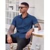 imageCOOFANDY Mens Casual Button Down Shirts Stretch Short Sleeve Business Dress Shirt with PocketNavy