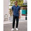 imageCOOFANDY Mens Casual Button Down Shirts Stretch Short Sleeve Business Dress Shirt with PocketNavy