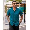 imageCOOFANDY Mens Casual Button Down Shirts Stretch Short Sleeve Business Dress Shirt with PocketTeal