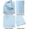 imageCOOFANDY Mens Cuban Guayabera Shirt Short Sleeve Linen Button Down Shirts Casual Summer Beach TopsBaby Blue