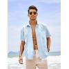 imageCOOFANDY Mens Cuban Guayabera Shirt Short Sleeve Linen Button Down Shirts Casual Summer Beach TopsBaby Blue