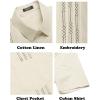 imageCOOFANDY Mens Cuban Guayabera Shirt Short Sleeve Linen Button Down Shirts Casual Summer Beach TopsBeige