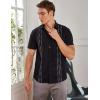 imageCOOFANDY Mens Cuban Guayabera Shirt Short Sleeve Linen Button Down Shirts Casual Summer Beach TopsBlack