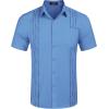 imageCOOFANDY Mens Cuban Guayabera Shirt Short Sleeve Linen Button Down Shirts Casual Summer Beach TopsBlue