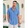 imageCOOFANDY Mens Cuban Guayabera Shirt Short Sleeve Linen Button Down Shirts Casual Summer Beach TopsBlue