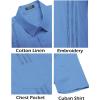 imageCOOFANDY Mens Cuban Guayabera Shirt Short Sleeve Linen Button Down Shirts Casual Summer Beach TopsBlue