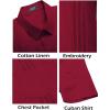 imageCOOFANDY Mens Cuban Guayabera Shirt Short Sleeve Linen Button Down Shirts Casual Summer Beach TopsBurgundy