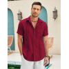 imageCOOFANDY Mens Cuban Guayabera Shirt Short Sleeve Linen Button Down Shirts Casual Summer Beach TopsBurgundy