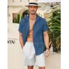 imageCOOFANDY Mens Cuban Guayabera Shirt Short Sleeve Linen Button Down Shirts Casual Summer Beach TopsDark Blue